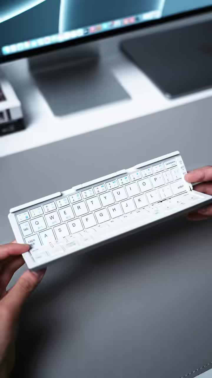 Compact folding keyboard shown during a hands-on unboxing